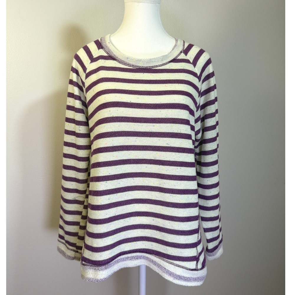 Kut from the Kloth Sweatshirt Womens XL Purple White Striped Confetti Nautical